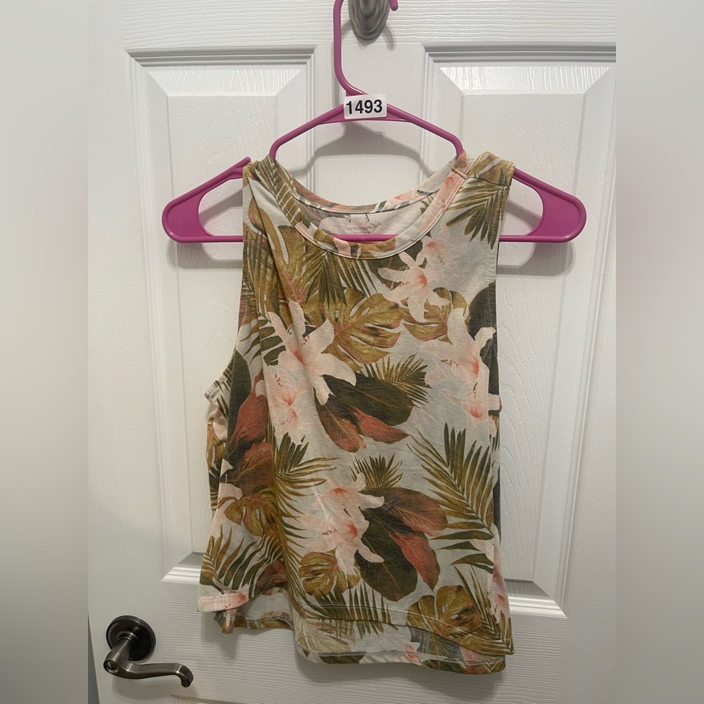 Old Navy Cream and Brown Sleeveless Tank Top